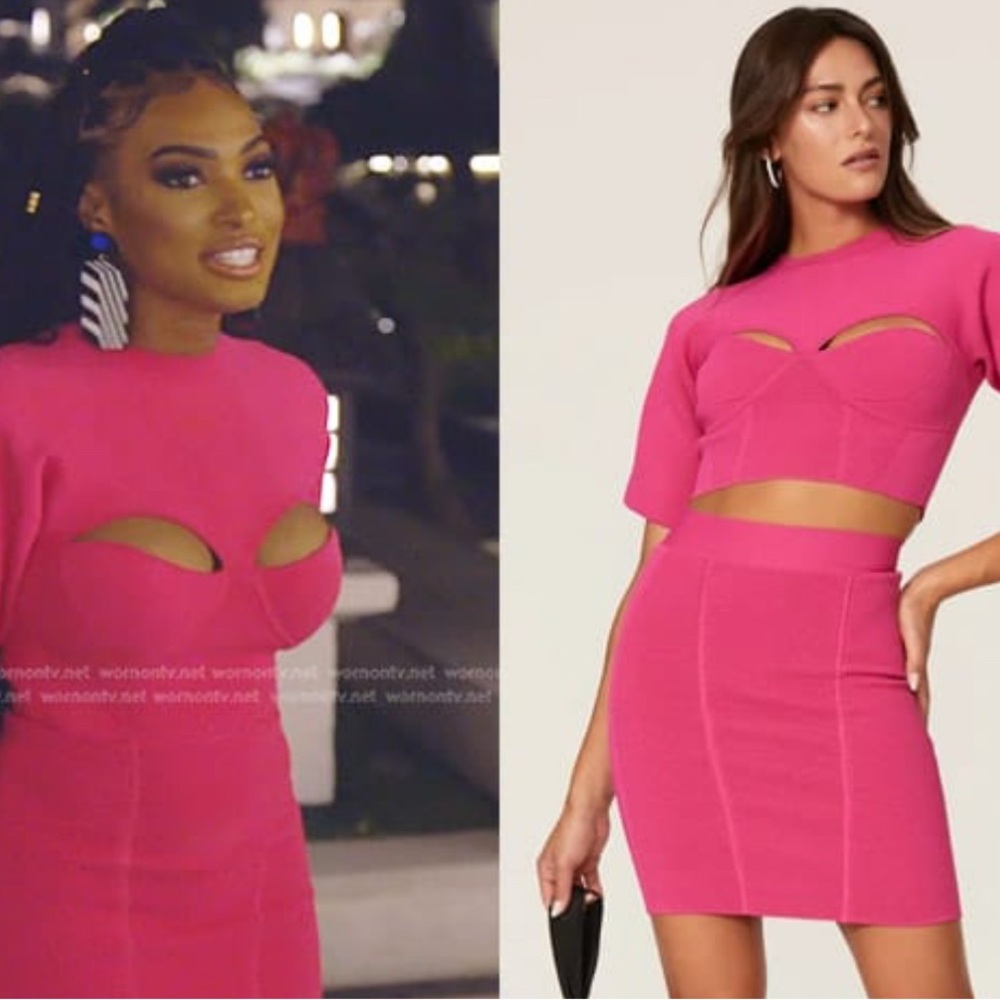 Herve Leger Pink Women's Skirt Set